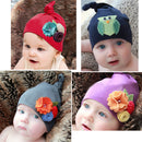 Soft Comfortable Breathable Flowers Charms Beanie Elastic Hat Cap For Infant Baby Kids Toddler 1-6 Years Winter Clothing Grey