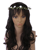 Women Girls Ladies Cute Elegant Head Wreath Floral Crown Garland Headband Headwear Headpiece White + Green