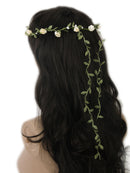 Women Girls Ladies Cute Elegant Head Wreath Floral Crown Garland Headband Headwear Headpiece Ivory + Green
