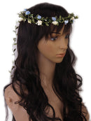 Women Girls Ladies Cute Elegant Head Wreath Floral Crown Garland Headband Headwear Headpiece Ivory + Green