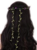 Women Girls Ladies Cute Elegant Head Wreath Floral Crown Garland Headband Headwear Headpiece Purple + Green
