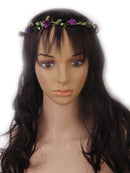Women Girls Ladies Cute Elegant Head Wreath Floral Crown Garland Headband Headwear Headpiece Purple + Green