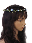 Women Girls Ladies Cute Elegant Head Wreath Floral Crown Garland Headband Headwear Headpiece Blue + Green