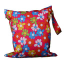 Baby Clothes Wet Diaper Nappy Storage Holder Waterproof Zippered Reusable Tote Style Flower Print Handbag Fuchsia