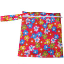 Baby Clothes Wet Diaper Nappy Storage Holder Waterproof Zippered Reusable Tote Style Flower Print Handbag Fuchsia