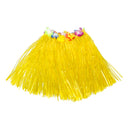 Hawaiian Tropical Hula Luau Grass Dancer Clothing Stretchable Waistband Flower Decor Charms Funny Skirt 40cm - Yellow