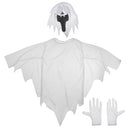 White Ghost Gown with Hoodie Mask and Gloves Adult Halloween Costume