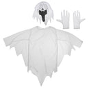 White Ghost Gown with Hoodie Mask and Gloves Adult Halloween Costume