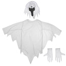 White Ghost Gown with Hoodie Mask and Gloves Adult Halloween Costume