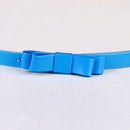 Trendy Women Girls Ladies Skinny Narrow Double Bowknot Pants Dress Sweater Belt Blue