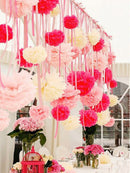 4Inch Tissue Paper Pom Pom Flower Ball Wedding Party Birthday Supplies Hanging Decor White