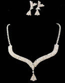 Set Of Fashionable Women Girls Ladies Crystal Rhinestone Necklace With Earrings Wedding Party Engagement Supplies Silver