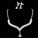 Set Of Fashionable Women Girls Ladies Crystal Rhinestone Necklace With Earrings Wedding Party Engagement Supplies Silver