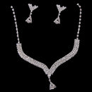 Set Of Fashionable Women Girls Ladies Crystal Rhinestone Necklace With Earrings Wedding Party Engagement Supplies Silver