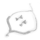 Set Of Fashionable Women Girls Ladies Crystal Rhinestone Necklace With Earrings Wedding Party Engagement Supplies Silver