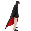 Halloween Masquerade Party Props Fun Costume Accessory Fashionable Hooded Double Wear Cloak Cape for Men Red/Black