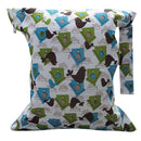 Baby Infants Wet Diaper Nappy Storage Waterproof Zippered Reusable Tote Style Bag Bird and House Print Charms Handbag