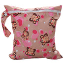 Baby Infants Wet Diaper Nappy Storage Waterproof Zippered Reusable Tote Style Bag Monkey Print Handbag Light Brown