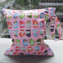 Baby Infants Wet Diaper Nappy Storage Waterproof Zippered Reusable Tote Style Bag Owl Print Handbag Pink