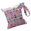 Baby Infants Wet Diaper Nappy Storage Waterproof Zippered Reusable Tote Style Bag Owl Print Handbag Pink