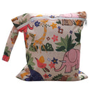Baby Infants Wet Diaper Nappy Storage Waterproof Zippered Reusable Tote Style Bag Animal Flower Print Handbag Beige