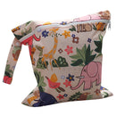 Baby Infants Wet Diaper Nappy Storage Waterproof Zippered Reusable Tote Style Bag Animal Flower Print Handbag Beige