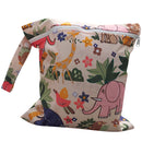 Baby Infants Wet Diaper Nappy Storage Waterproof Zippered Reusable Tote Style Bag Animal Flower Print Handbag Beige