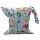 Baby Infants Wet Diaper Nappy Storage Waterproof Zippered Reusable Tote Style Bag Multi Animal Print Handbag Light Blue