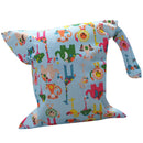 Baby Infants Wet Diaper Nappy Storage Waterproof Zippered Reusable Tote Style Bag Multi Animal Print Handbag Light Blue