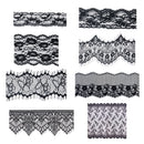 Fashionable 5 Yard 5.5cm Wide Black Lotus Floral Pattern Charms Stretch Lace Trim DIY Sewing Applique Clothes Costume DIY Lace