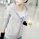 Women Girls Ladies Fashionable Zipper Design Cape Hooded Coat Gray