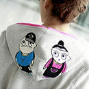 Women Girls Ladies Fashionable Zipper Design Cape Hooded Coat Gray