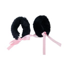 1 Pair Fashionable Animal Cosplay Soft Plush Wristbands Bracelet Handwear Christmas Halloween Party Props Costume Accessory Black