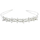 Fashionable Women Girls Ladies Double Pearl Crown Headband Tiara Hair Accessory Wedding Party Engagement Supplies Silver