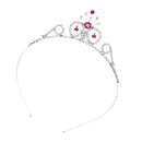 Cute Fashionable Wedding Party Bridal Bridesmaid Flower Girl Crown Headband Tiara w/ Fuchsia Crystal Head Accessory