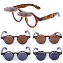 Pair Of Plastic Men Women Fashionable Steampunk Goggles Goth Retro Flip Up Round Sunglasses Cosplay Prop Party Supplies Leopard Color 135mm