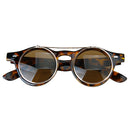 Pair Of Plastic Men Women Fashionable Steampunk Goggles Goth Retro Flip Up Round Sunglasses Cosplay Prop Party Supplies Leopard Color 135mm