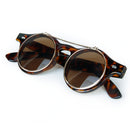 Pair Of Plastic Men Women Fashionable Steampunk Goggles Goth Retro Flip Up Round Sunglasses Cosplay Prop Party Supplies Leopard Color 135mm