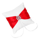 Satin Pocket Ring Pillow Royal Red Bowknot Cushion Wedding Party Anniversary Supplies