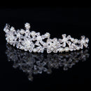 Fashionable Women Girls Ladies Flower Crystal Crown Headband Tiara Hair Accessory Wedding Party Engagement Supplies Silver