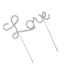 Crystal Rhinestone Letter Love Cake Topper Party Birthday Favors Cake Decorating DIY Photo Props Silver