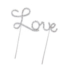Crystal Rhinestone Letter Love Cake Topper Party Birthday Favors Cake Decorating DIY Photo Props Silver