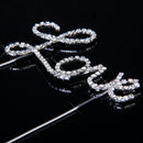 Crystal Rhinestone Letter Love Cake Topper Party Birthday Favors Cake Decorating DIY Photo Props Silver