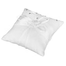 Satin Pocket Ring Pillow Double Heart Crystal Rhinestone Cushion Wedding Party Anniversary Supplies White