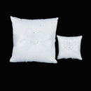 Satin Pocket Ring Pillow Double Heart Crystal Rhinestone Cushion Wedding Party Anniversary Supplies White