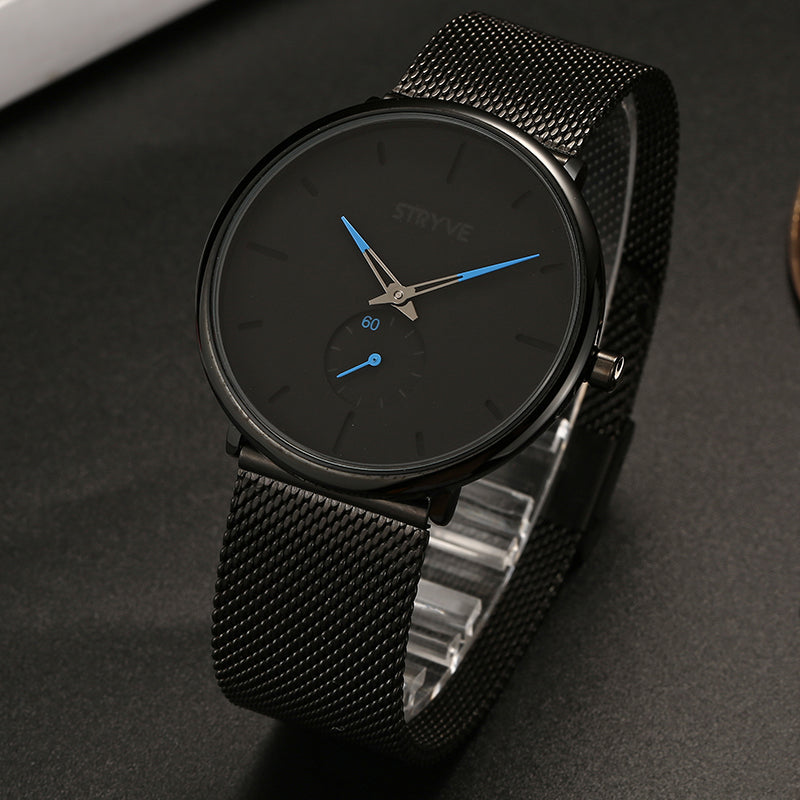 STRYVE S9501 Fshion Men Simple Dial Full Mesh Steel Strap Independent second Dial Quartz Watch