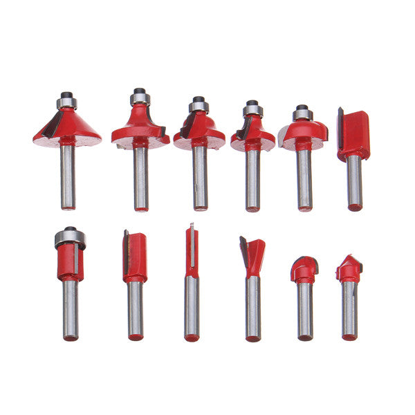 12Pcs 1/4 Inch Shank Router Bit Tungsten Carbide Rotary Tool Set Woodworking Tool Kit