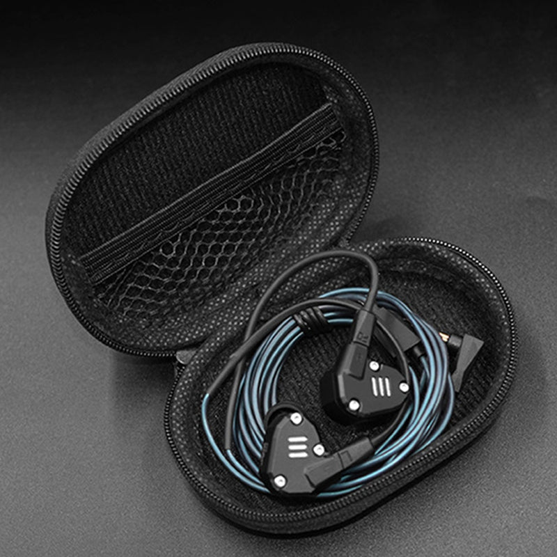 Original KZ Oval PU Earphone Bag Portable Shockproof Zipper Earphone Cable Storage Box Case