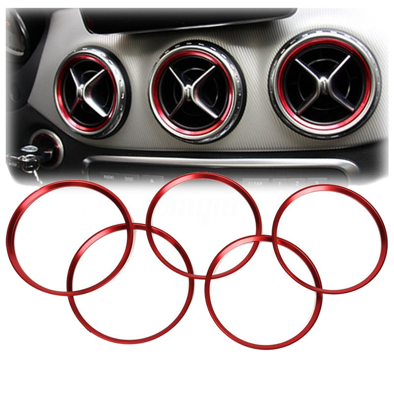 5Pcs Red Air Vent Outlet Cover Ring Trim For Benz A Class A200 A180 A220 W1