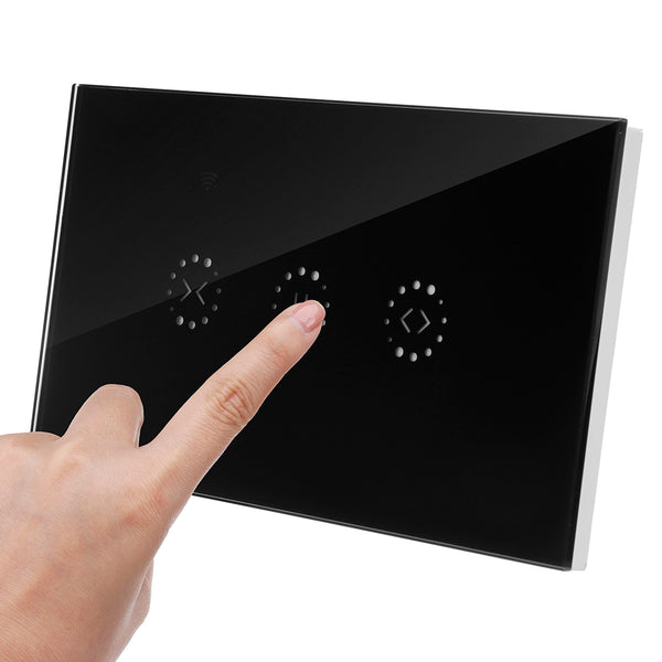 2200W WiFi Smart Wall Touch Light Switch Glass Panel Wireless Remote Control by Mobile APP For Roller Shutter Curtain Electric Door Touch Switch